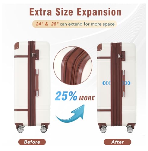 4 Piece Hardshell Luggage Set with TSA Lock 20", 24", 28" Spinner Suitcases & Cosmetic Case, Lightweight & Expandable4