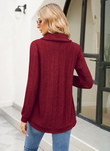 Image of Bulotus Tunic Sweaters for Women 2025 Turtleneck Sweater Pullover Lightweight Warm Tunic Tops for Leggings Loose Fit