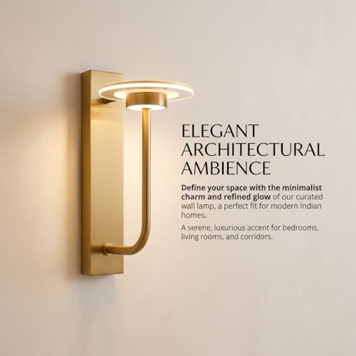 Image of LED Wall Light 3-Color CCT (Warm + Natural + Cold White) Metal & Acrylic Gold Finish Wall Lamp for Bedroom Living Room Home Decor