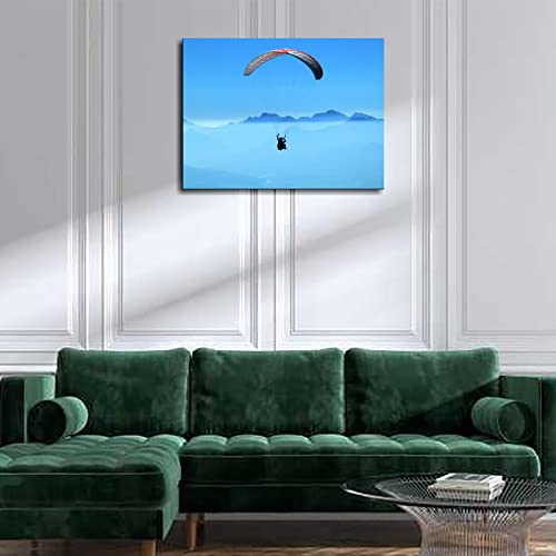 Glitz Glacier Mountain Morning Skydiving And Gliding Large Poster Art Decoration Canvas Prints Poster Wall Art For Home Office Decorations With Framed 32"X24" #TOP2