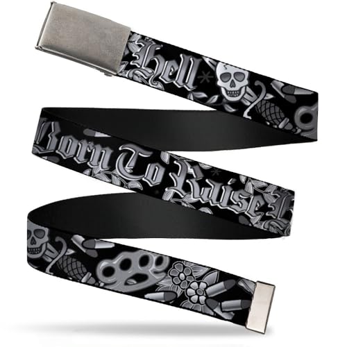 Buckle-Down Web Belt - Born to Raise Hell C/U Black