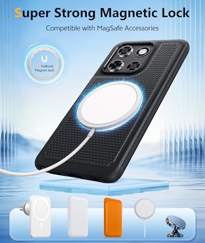 Image of FNTCASE for Moto G Stylus 2026 /2025 Case Magnetic: Fits MagSafe, with Screen Protector, 14FT Military Grade Drop Protection Shockproof Non-Slip Matte Dual Layer Phone Cover, 6.7 inch (Black Magnetic)