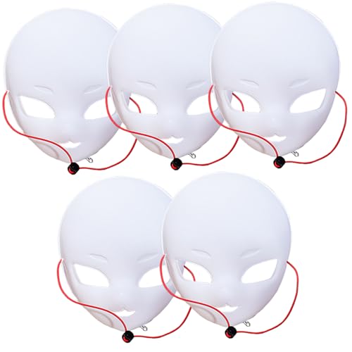 Máscara blanca peluda de PVC con correa pack de 5 piezas para manualidades y disfraces diy