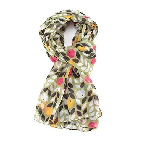The Olive House® Womens Berries Floral Design Scarf Green Cover