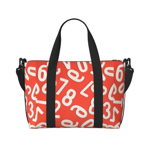 Numbers Arts Print Tote Crossbody Travel Bag with Zip Casual Handbag for Weekend Trips and Gym Shopping, Black, One Size, Travel Tote2