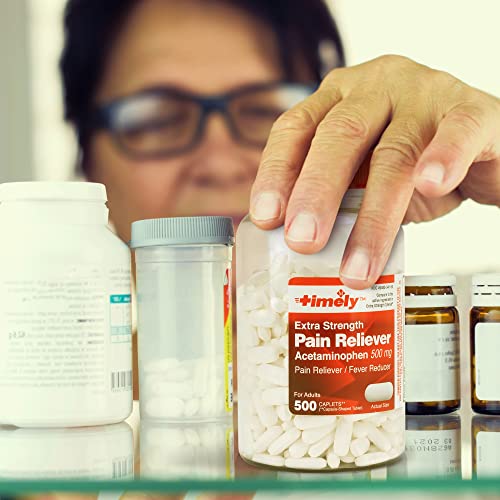 Timely - Extra Strength Pain Relief - Acetaminophen 500 Mg Tablets - 500 Count - Compared To The Active Ingredient In Extra Strength Tylenol - Menstrual Cramps - Common Cold - Minor Pain Of Arthritis #TOP5