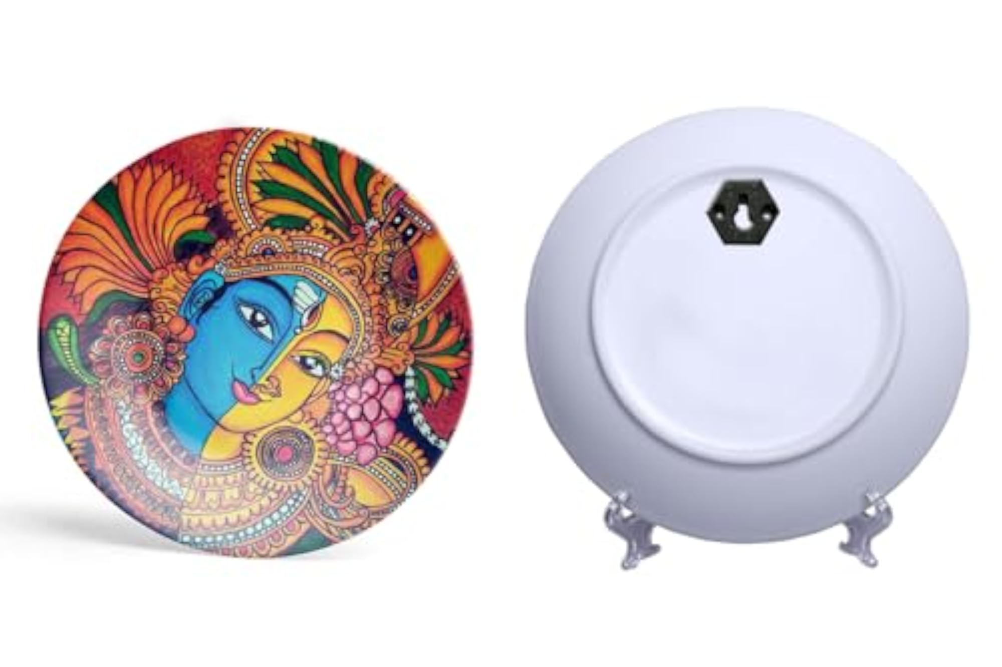 Ceramic Decorative Wall and Table Top Printed Plate with Stand