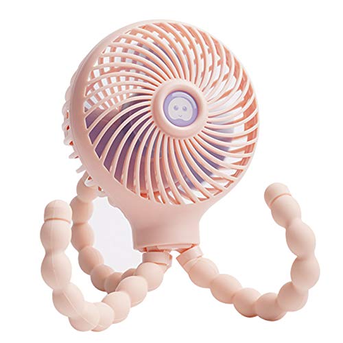 TX Stroller Fan Portable Fan Desk Fan Small Fan Personal Fan Mini Fan Handheld Fan with Flexible Tripod Rechargeable Fan for Office Room Car Traveling BBQ Gym Camping (pink)