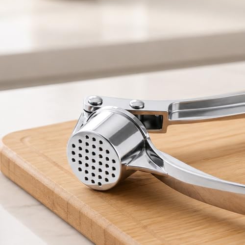 Image of Nestasia Stainless Steel Garlic Press Crusher - Rust Resistant Manual Easy-Squeeze Ginger Mincer for Kitchen | Dishwasher Safe Hand Press Garlic Grinding Tool for Fine Mincing