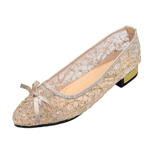 Zapatos Casuales de con Punta Puntiaguda y diseño Transpirable de Malla para un Calzado Ligero y cómodo en Uso Diario (Gold, 39) #8344