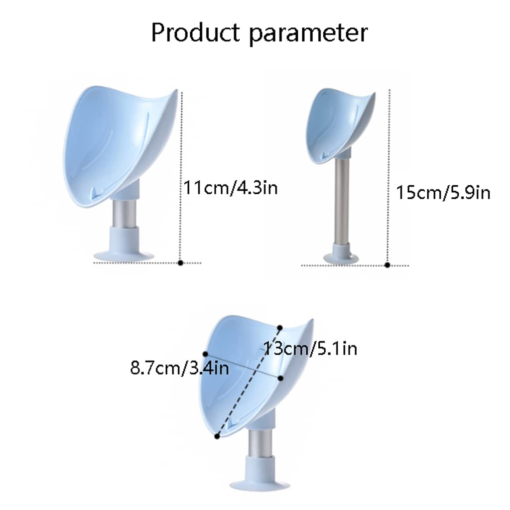 Soporte para jabón, Jabonera, jabonera, de encimera con Drenaje automático, Vertical Base Ventosa Silicona, Caja jabón Polipropileno Primera Calidad(Type K)