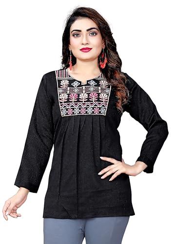 SHANTVAN GALLERY Tunic for Women Embroidered Kurti Tops for Women Kurti Long Sleeve Casual Wear Ethnic Kurta Top for Office (in, Alpha, L,...