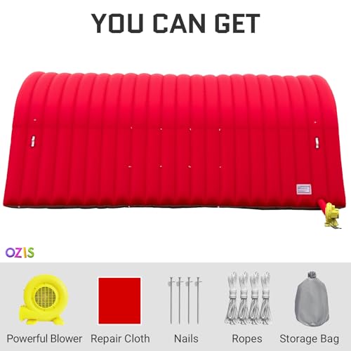 Image of OZIS 24FT Inflatable Tunnel Sports Entrance with Installed Blower Inflatable Tunnel Tent for Business Advertising Event Exhibition Promotion,Street,Shop,Supermarket,School(Red, 24x10x10Ft)