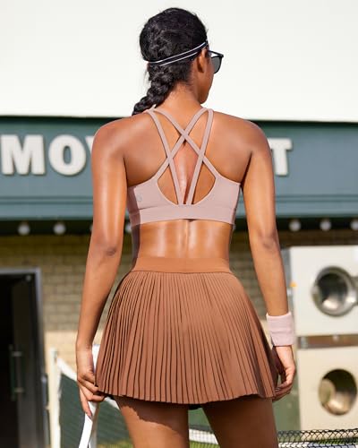 Image of RUNNING GIRL High Impact Sports Bras for Women - Scoop Neck Strappy Sports Bra High Support Moulded Cup Workout Bra