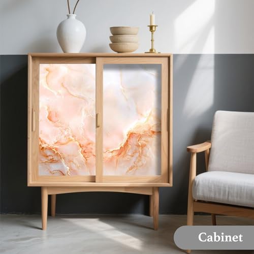 Image of Nuxovilar Peach Gold Marble Vein Wallpaper Peel and Stick 16x39in | Adhesive Foil Modern Decal Marble Wrap Surface Guard Accent Wall Living Bedroom Bathroom Furniture (Marble Vein)