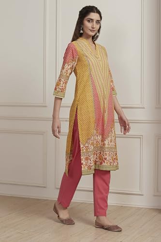 Image of BIBA Women Cotton Printed Straight Kurta