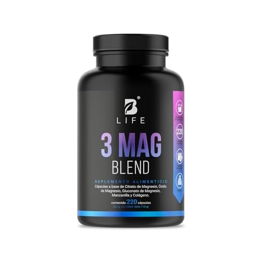 Mezcla de Magnesios de 200 Cápsulas. Ingredientes naturales. Citrato de Magnesio, Óxido de Magnesio y Gluconato de Magnesio. 3 Mag Blend B Life.