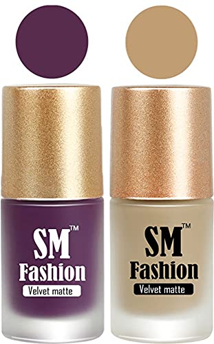 Image of Nail Polishes, Purple-Nude Velvet Matte Nail Paint Combo Set of 2 Pcs 7ml each