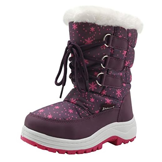 Apakowa Media Pantorrilla Botas de Nieve con Cremallera Suave Cálida Informal para Niñas Pequeñas Zapatos de Invierno Forrados de Piel Suave para Niños Exteriores (Color : Purple, Size : 31 EU)