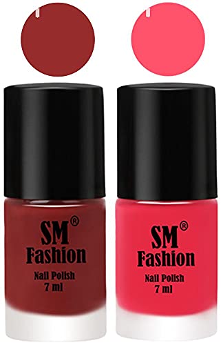 Image of Long Lasting Nail Polish | Nail Paint Combo 7 ml Each) - Set of 2 Jam-Dark Pink