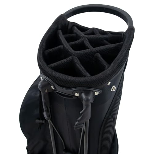 Ben Sayers DLX Deluxe Mens Golf Stand Bag | Lightweight with Padded Lumbar Support & Dual Shoulder Strap | 14-Way Full Length Club Dividers & Water Resistant Pockets (Black/Grey) - Image 9