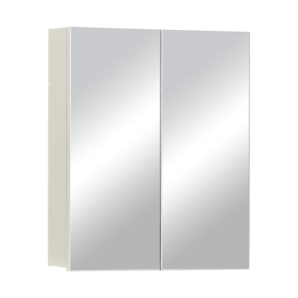 TUKAILAi Armario con Espejo de baño de 2 Puertas con Estante Ajustable, montado en la Pared, Armario de baño con Doble Espejo, Estante Organizador de Madera, Armario para baño