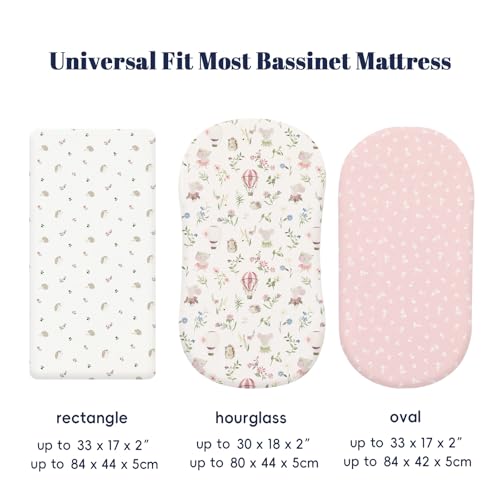 Image of PHF 3 Pack Soft Bassinet Sheets, Floral & Animal Breathable Comfy Cradle Sheets for Baby Boys, No Slip Universal Fit for Most Cradle and Bassinet Mattress, Floral & Animal