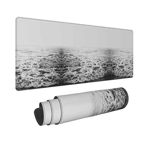 Tapis de souris surdimensionné noir et blanc avec base en caoutchouc et bords cousus