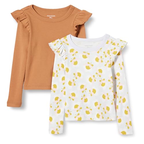 Image of Amazon Essentials Girls and Toddlers' Long Sleeve Ruffle T-Shirt