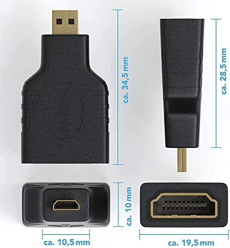 Image of ikis - Micro HDMI Adapter, HDMI Female (Type-A) to Micro HDMI Male (Type-D) for Raspberry pi 4 Gold Plated Connector Converter Adapter (Not Micro-USB)