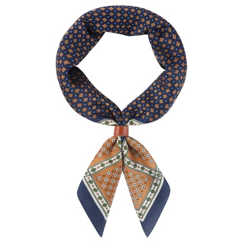 Hymeiluely 27.5 Inches Square Silk Feeling Neck Scarf for Men Necktie Silk Bandanas Pocket Square Cowboy Scarves (A-Navy)