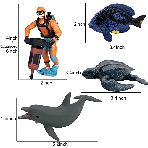 Blingabc Fish Tank Decorations-4Pcs Scuba Diver Sea Animal Figures,Underwater Adventure Diver Action Figure Playset For Ocean Scene Layout Ornaments Ocean Party Bath Pool Toy #TOP1