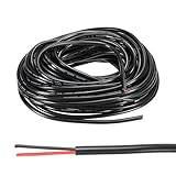 uxcell 電線ケーブル 22A WG電線 2芯 UL2464 LED電源照明ケーブル 錫メッキ銅 10M 低電圧 PVCケース 配線 絶縁 延長電源コード 交換 修理 リード線 LEDストリップランプ照明用 黒