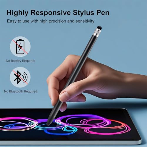 Image of Glidemaster K2 2-in-1 Universal Stylus Pen for All Touch Screens,Fine Point Tip, High Sensitivity & Precision Capacitive Pen for Smartphones,Tablets,iPad, iPhone, iOS, Android & Windows, Black