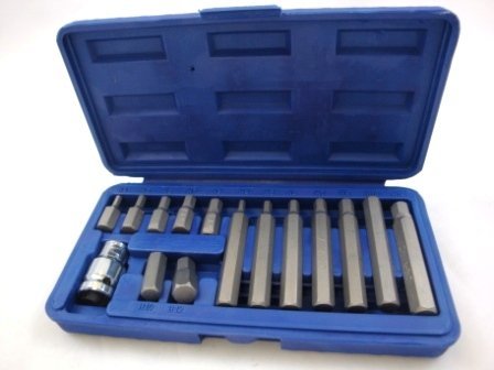 Toolzone HX036 1/2-Inch Dr Hex Bits with Socket in Case-Black (15-Piece) Set