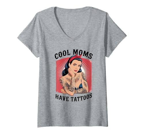 Mujer Las mamás geniales tienen tatuajes divertido sarcástico entintado vida madre Camiseta Cuello V