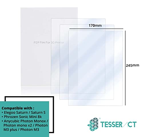 Image of TESSERACT FEP Non Adhesive Transparent Release Film Sheet for MSLA UV Photocuring LCD 3D Printer I Saturn, Saturn S I Sonic Mini Resin 3D Printer SLA DLP 3D Printer Accessories (Qty 1, 245x170x0.15mm)
