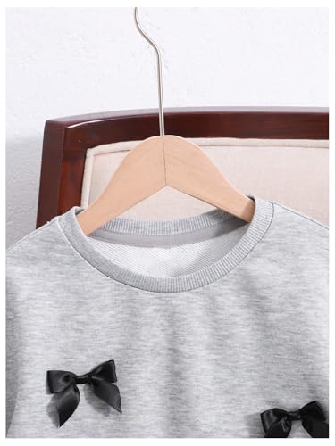 Girl's Bow Sweatshirt Drop Shoulder Cute Shirt Crewneck Long Sleeve Pullover Tops3