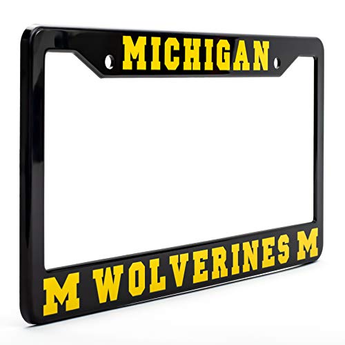 EliteAuto3K Michigan Wolverines License Plate Frame Cover - Black - 12.25 x 6.25 - Ideal Gift for Sports Fans & Supporters