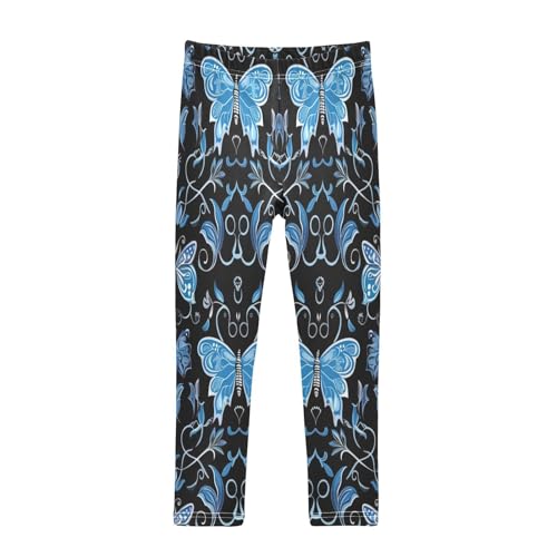 Toddler Girls Leggings Printed Yoga Pants Leggings Blue Black Butterfly for Kids