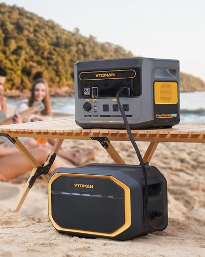 Image of VTOMAN 3096Wh Portable Power Station with Extra Battery, 1500W (3000W Peak) LFP Battery Generator with Up to 12 Outputs, for Home Use, Outdoors, RV, Camping, Hunting, Traveling, Blackout Emergencies