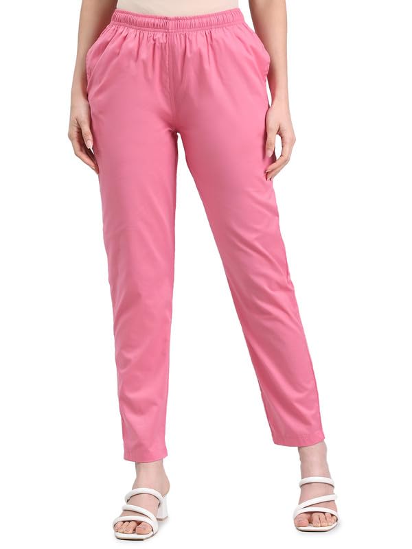 Image of GO COLORS Soft Cotton Pant Full Length for Women| Breathable, Mid Rise