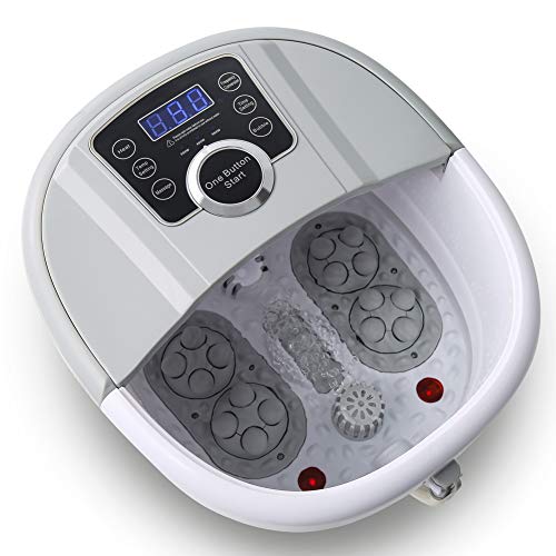 Foot Spa Bath Massager with Heat and Automatic Massage Foot Pedicure Spa Machine Athletes Foot Bubble Soak Tub,Digital Adjustable Temperature Control Gray
