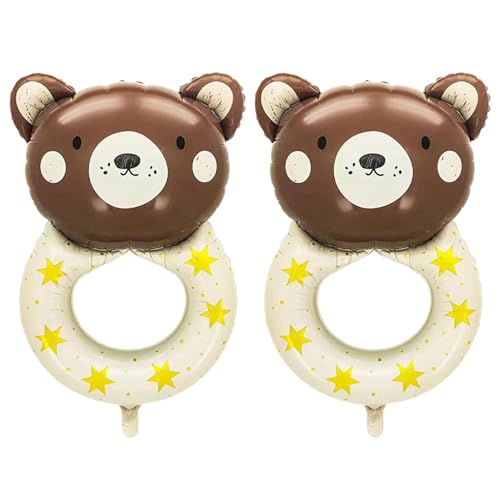2 Stück Ringbär-Folienballons, Babyparty-Dekorationen, Babyballons,...