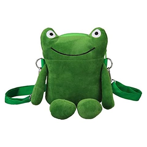 Cartoon Crossbody Shoulder Bag Cute Green Frog Purse Tote Bag Messenger Clutch Plush Bag Handbag for Women Cover