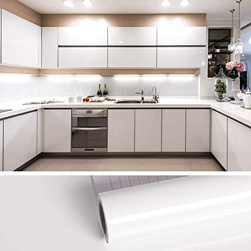Image of Elton White Matte Adhesive Decorative Vinyl Shelf Liner Decorative Self Adhesive Vinyl Sheet for Table top,Furniture, Almirah and Other DIY, Renovation Projects 24 X 144 Inches