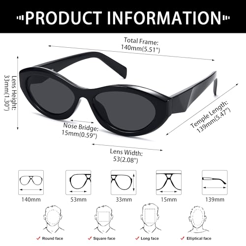 Retro Oval Sunglasses for Women Men Trendy Vintage 90s Cat Eye Sun Glass UV400 Shades4