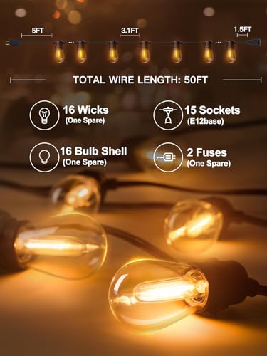 Addlon 50FT LED OUTDOOR STRING LIGHTS With Edison Shatterproof Bulbs, Weatherproof Strand, Commercial Grade Patio Lights thumb #4