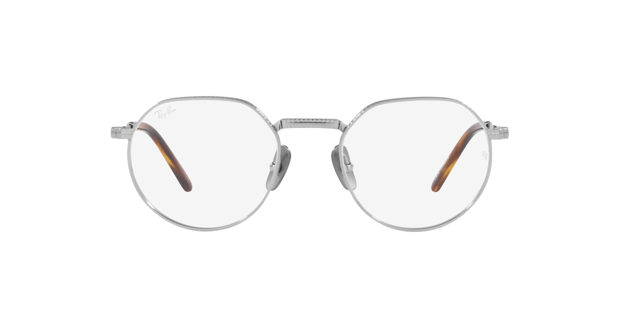 Ray-Ban Rx8265v Jack tytanowe okrągłe okulary na receptę, Srebro/soczewka demonstracyjna, 53 mm