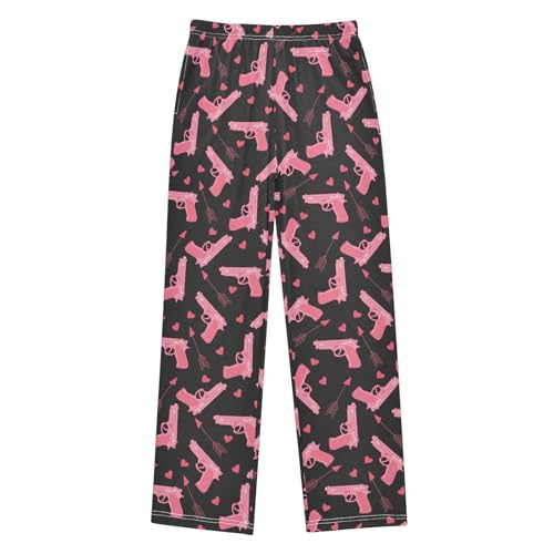 Boys' Pants Pink Gun Heart Arrow Long Bottoms Jogger Pants Elastic Waist Trousers with Pockets S-XL